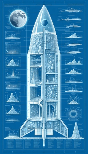 A Blue Poster Shows A Space Shuttle With A Lot Of Details