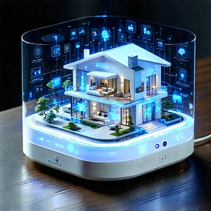 Tech Acrylic Painting: Smart Home (device:1.17) With Data Visualization With Small Model