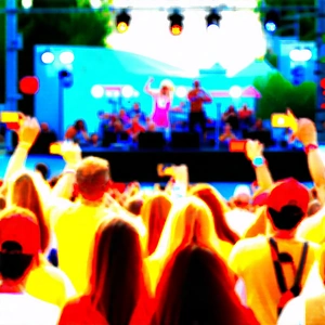 Urban Acrylic Painting: Urban outdoor concert scene
