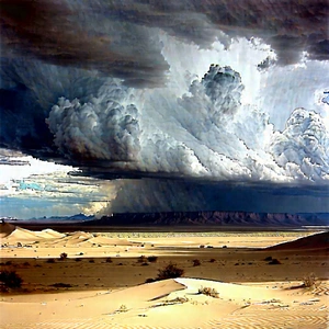 Nature Etching: Storm (clouds:1.39) Over Desert With Sandy Desert