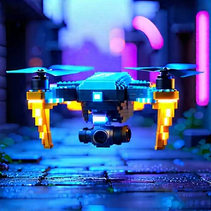 Drone With Glowing Screen With Image, There