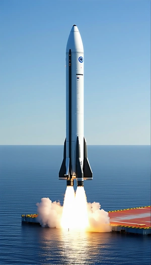 A Rocket Is Seen In The Sky, With Its Booster Rocket Attached