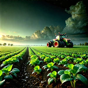 Agricultural Technology In Tech Office With Large Tractor