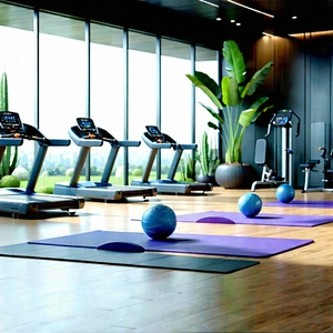 Lifestyle Octane Render: Wellness Scene With Fitness Equipment With Image, There