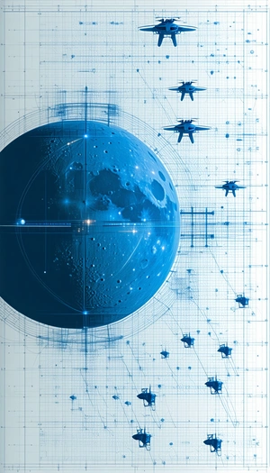 A Blue Planet With A Moon Orbiting Around It