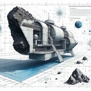 A Large, Futuristic Spacecraft Is Shown In A Series Of Detailed Drawings