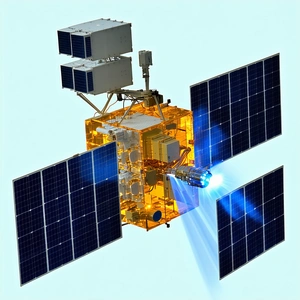 A Spacecraft With A Solar Panel On Its Side