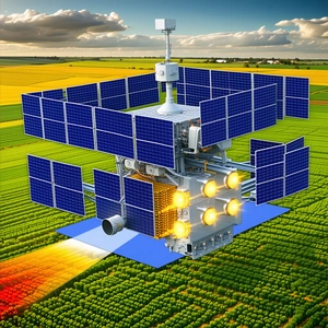 large, futuristic-looking spacecraft solar panels