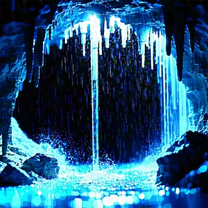 Nature Aerial Photography: Cave Entrance In Rainy Season With Waterfall Blue