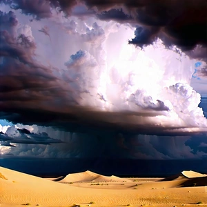 Nature Hdr Photography: Storm Clouds Over Desert With Sandy Desert