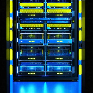Tech Commercial Photography: Server rack with blue light glow