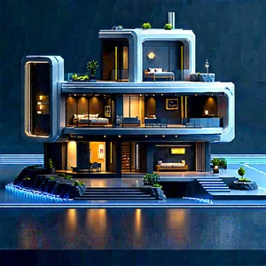 Futuristic Smart Home With Large, Modern