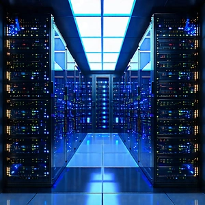 Tech Voxel Art: (futuristic:1.22) Server Room With Large Room