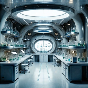 Tech Macro Photography: Futuristic Research Laboratory With Image, There