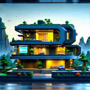 Futuristic Smart Home With Large, Futuristic