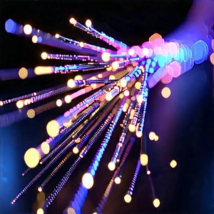 Close-up Of Fiber Optic Cables With Close-up Brightly