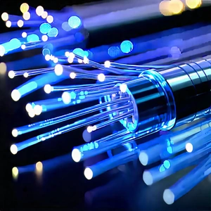 Close-up Of Fiber Optic Cables With Close-up Blue