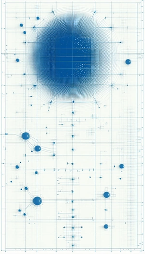 A Blue And White Drawing Of A Circle Is Displayed On A White Background