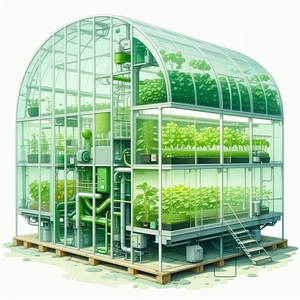 The Image Is A Cartoon Drawing Of A Large Greenhouse Filled With Various Plants