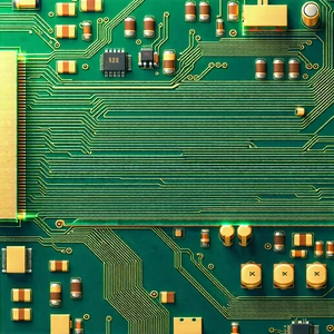 Tech Pastel Drawing: Circuit board with laser scanning