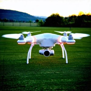 Tech Landscape Photography: Drone With User Interface With White Drone