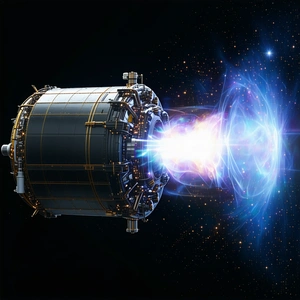 A Spacecraft With A Large, Bright Light Coming From It