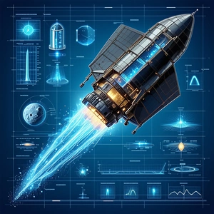 The Image Is A Futuristic Illustration Of A Space Shuttle, With A Blue Background