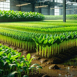 Agricultural Technology In Manufacturing Facility With Large Green