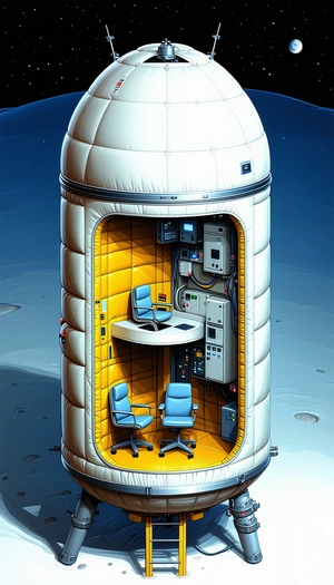 In The Image, There Is A Large White Spacecraft With A Yellow Interior
