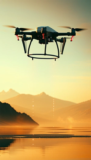 A Drone Flying High In The Sky Over A Mountainous Landscape