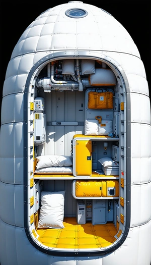 In The Image, There Is A Large White Spacecraft With A Hollow Interior