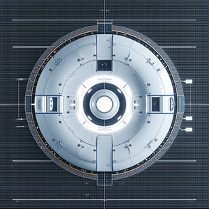A Large, Round, White Structure With A Blue Ring Around It