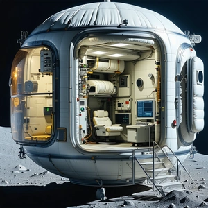 A White Space Station With A Large Dome On Top