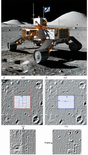 A Robotic Vehicle On A Rocky Surface, Possibly On The Moon