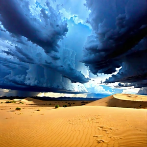 Nature Blueprint Style: (dramatic:1.38) (clouds:1.11) Over Desert With Sandy Beach