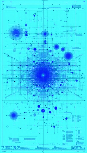 A Blue And White Drawing Of A Circle Is Displayed