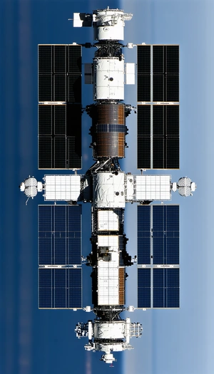 large spacecraft shown close-up view