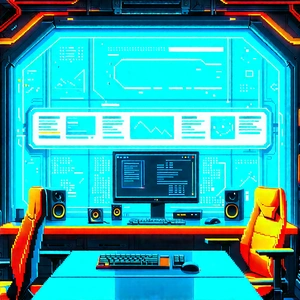 (futuristic:1.18) Tech Startup Office With Image, There