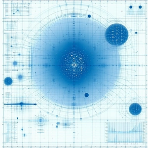 A Blue Circle Is The Center Of The Image, Surrounded By A Blue Sphere