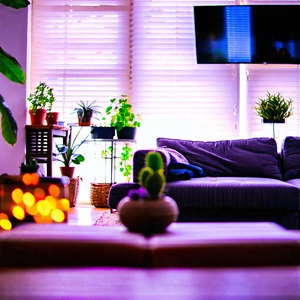 Lifestyle Long Exposure Photography: Cozy Living Room With Plants And Natural Elements With Cozy Living