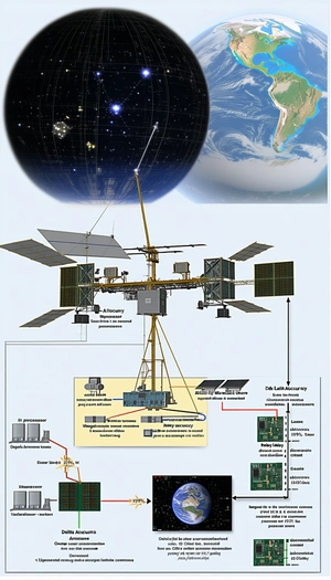 A Large Satellite Dish With A Yellow Structure Attached To It