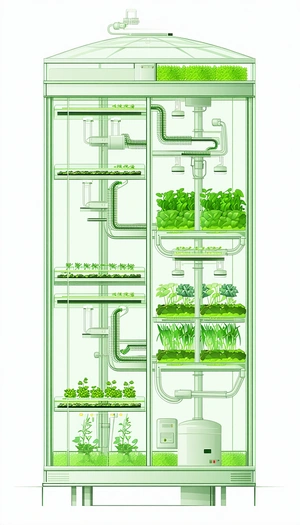 A Large Green Structure With A Series Of Shelves And Pipes