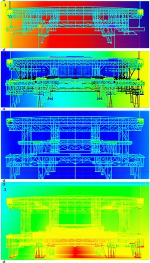 The Image Is A Series Of Three Pictures, Each Showing A Different Perspective Of A Large Structure