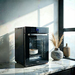 Innovative Smart Appliance Design With Black Microwave