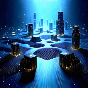 Blockchain Network Visualization With Image, Futuristic