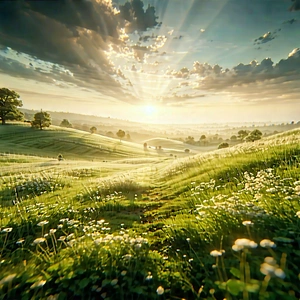 Nature Tilt-shift Photography: Meadow During Golden Hour With Beautifully Rendered