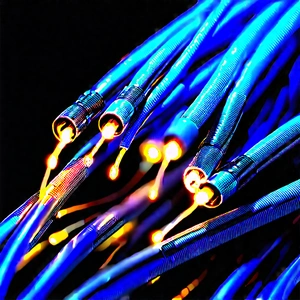 Close-up Of Fiber Optic Cables With Close-up Blue
