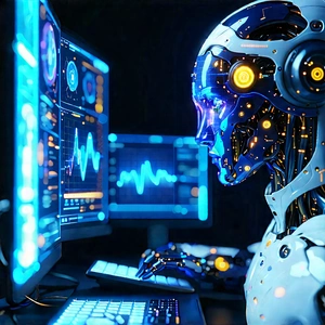 Healthcare Technology In (design:1.32) Studio With Futuristic Robot