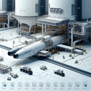 In The Image, There Is A Large Airplane Parked In A Hangar, Surrounded By Several Trucks