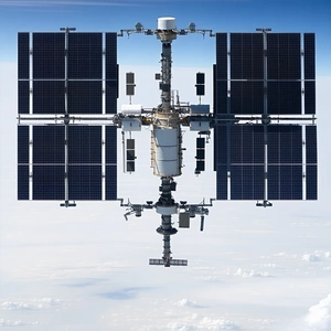 A Large Satellite With A Dome-shaped Structure On Top Of It